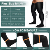 Zhanmai Thigh High Compression Socks 20-30 Mmhg Compression Stockings Thigh High Socks for Men Swelling (Black,L)