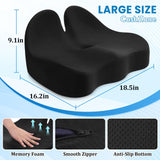 CushZone Seat Cushion, Memory Foam Office Chair Seat Cushion for Office Chairs/Car/Long Trip/Desk Chair/Gaming, Extra Large Size for Sciatica & Hip & Tailbone Pain Relief, Sciatica Support (Black)