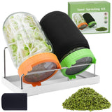 Seed Sprouting Jar Kit with Mung Beans 2.9oz, 2 Large Wide Mouth Mason Jars with Sprouting Lids, Blackout Sleeves, Drain Tray, Sprouts Growing Kit for Growing Bean, Alfalfa, Radish Sprout Seeds