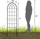 LZRS 71 x 80in Rustic Iron Arch Decoration Garden Trellis with Black Metal Coating – Perfect for Supporting Climbing Plants Outdoor, Roses, Vines, Flowers, and Vegetables.