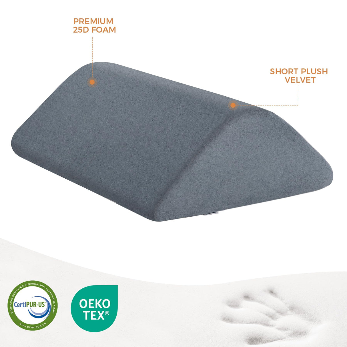 Knee Wedge Pillow 8'' for Post-Surgery Recovery - Leg Elevation Support for Sleep Position, Alleviating Lower Back & Hip Pain Enhancing Circulation in Ankles Legs Triangle Pillow with Removable Cover