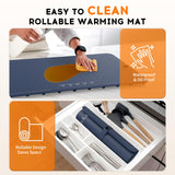VTAR Rollable Electric Food Warming Mat | 3-Temp Buffet Tray Warmer for Parties | Even Heating, Portable Silicone Design, Auto Shut Off & Child Lock- Blue