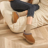 Litfun Women's Genuine Suede Fur Lined Slippers Fuzzy Winter House Shoes