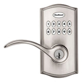 Kwikset SmartCode 955 Pembroke Light Commercial 10-Button Keypad Electronic Lever, Convenient Keyless Entry, 3-Year Battery Life and High Traffic Durability in Satin Nickel