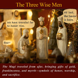 Nativity Set Indoor – 15 Pieces Christmas Nativity Scene Set with Manger, LED Star, Angel with Gloria Banner, Wooden Style Nativity Sets & Figures for Kids and Family Holiday Christmas Décor