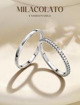 MILACOLATO 2Pcs S925 Sterling Silver Rings for Women Non Tarnish S7