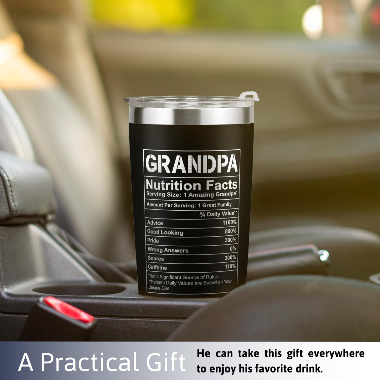 KATLADIZ Grandpa Gifts - Grandpa Birthday Gifts from Grandchildren - Fathers Day Gift, Birthday Christmas for Grandfather - Grandfather Gift Ideas from Granddaughter, Grandson - 20 Oz Black Tumbler