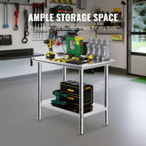 Vevor Stainless Steel 900x600x800 mm Commercial Kitchen Prep & Heavy Duty Metal Work Table with Adjustable Feet for Restaurant, Home and Hotel : Industrial & Scientific
