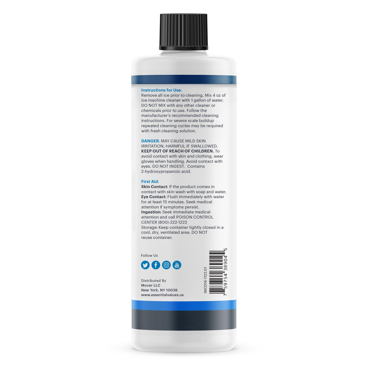 Essential Values 2-Pack Ice Machine Cleaner and Descaler 16 fl oz, Nickel Safe Descaler - Ice Maker Cleaner Compatible with All Major Brands (Scotsman, KitchenAid) - Manufactured in USA