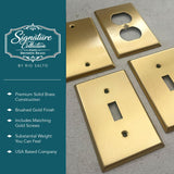 Rio Salto BRASS Toggle Light Switch Cover Plate Triple Toggle Flip Switch Outlet Covers 3 Gang Brushed Brass Gold Metal Wall Plate Flip Swtich — Signature Collection, Standard Size 4.50" X 6.33"