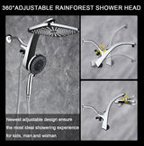 BOZYBO Rain Shower Head with Handheld: High Pressure Shower Heads with Handheld Spray Combo, 12" Rainfall Shower Head and 9 Sprays Hand Showerheads with Magnetic Docking and Power Jets, Chrome