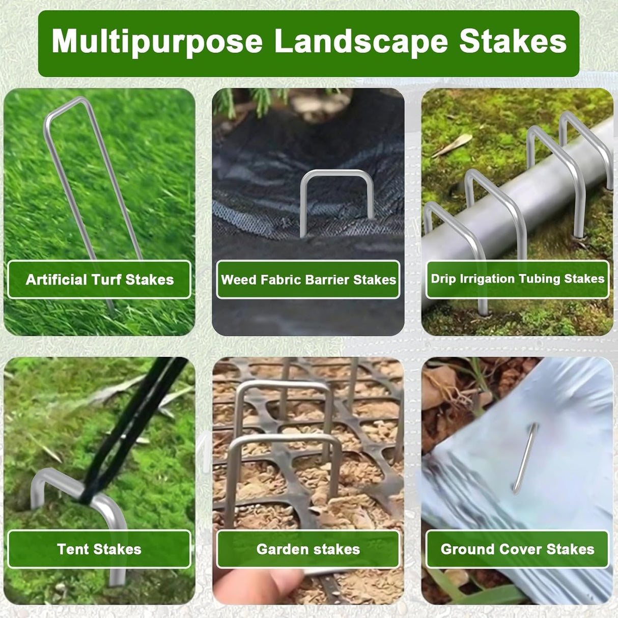 AAGUT Landscape Staples 8 Inch Galvanized Anti-Rust Garden Stakes 11 Gauge