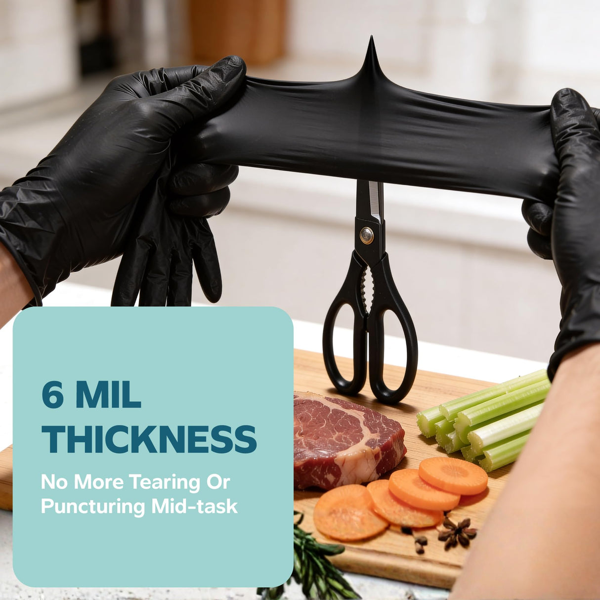 Comfy Package GUSTO Black Nitrile Gloves [200 Count] 6 Mil, HEAVY DUTY Disposable Gloves for Food Prep, Cooking, Tattoo, Cleaning – Latex-Free, Powder-Free, Textured Fingertips - X-Large (Formerly