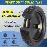4.00-6 Flat-free Solid Tire and Wheel Replacement, 13" Wheelbarrow Tires with 5/8" Axle Bore Hole, 2.2" Offset Hub for Wheelbarrow Garden Wagon Trolley Dolly (4-pcs)