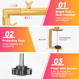 JEBUTU Over The Table Rod Stand with Clamps Adjustable 47"-98" Length 30"-43" Height Gold Table Arch Stand Hanging for Decoration Flowers Display Wedding Birthday Party Halloween Christmas