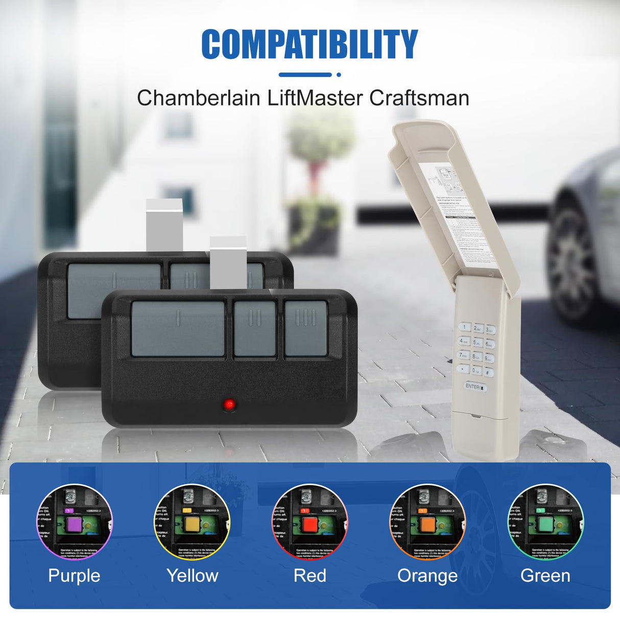 for liftmaster Craftsman Chamberlain Garage Door Opener Keypad Remote Universal, 893MAX 893LM 373LM 971LM 877MAX 877LM G940EV-P2 CMXZDCG440 878MAX