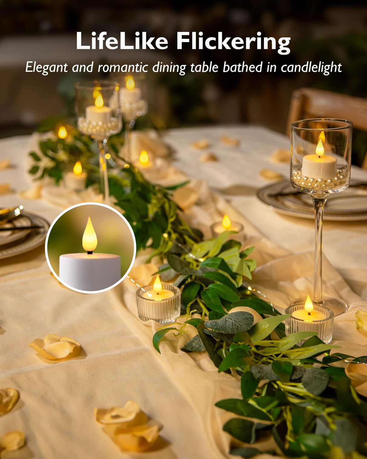 Homemory Rechargeable Tea Lights Flameless Candles with Remote Timer, Battery Operated LED Tealight Candles, USB Candles for Wedding Table Centerpiece Reception Banquet Christmas Halloween, 12-Pack