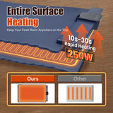 Warming Mat for Food 5 Temperature Settings Silicone Food Warming Mat Roll up Food Warmer with Full Surface Heating Warming Pad Electric Warming Tray for Buffets Party Home (Blue)