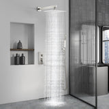 Aolemi Shower Faucet Set Rain Shower System with Handheld Spray Bathroom Shower Combo Rough-in Valve and Shower Trim Kit Included Brushed Nickel 8 Inch Wall Mount Shower Head