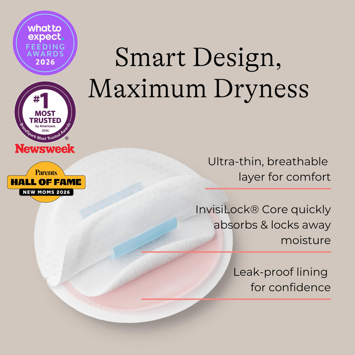 Lansinoh Stay Dry Disposable Nursing Pads, 200 Count