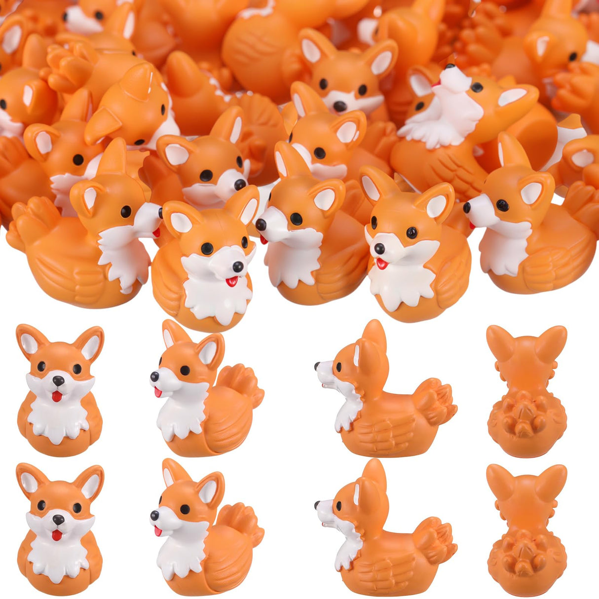 Geelin 50 Pcs Mini Corgi Duck Figurine Bulk Resin Tiny Duck Figurines Small Dog Statue for Fairy Garden, Miniature Terrariums, Animal Gift Bag Fillers, Dog Lovers Gifts