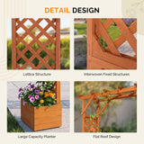 VINGLI Wooden Garden Arbor with Planter, Wedding Arch for Ceremony, Wood Garden Arbour Trellis for Plant Climbing, Pergola for Garden Backyard, Lawn, Outdoor (Golden Brown)