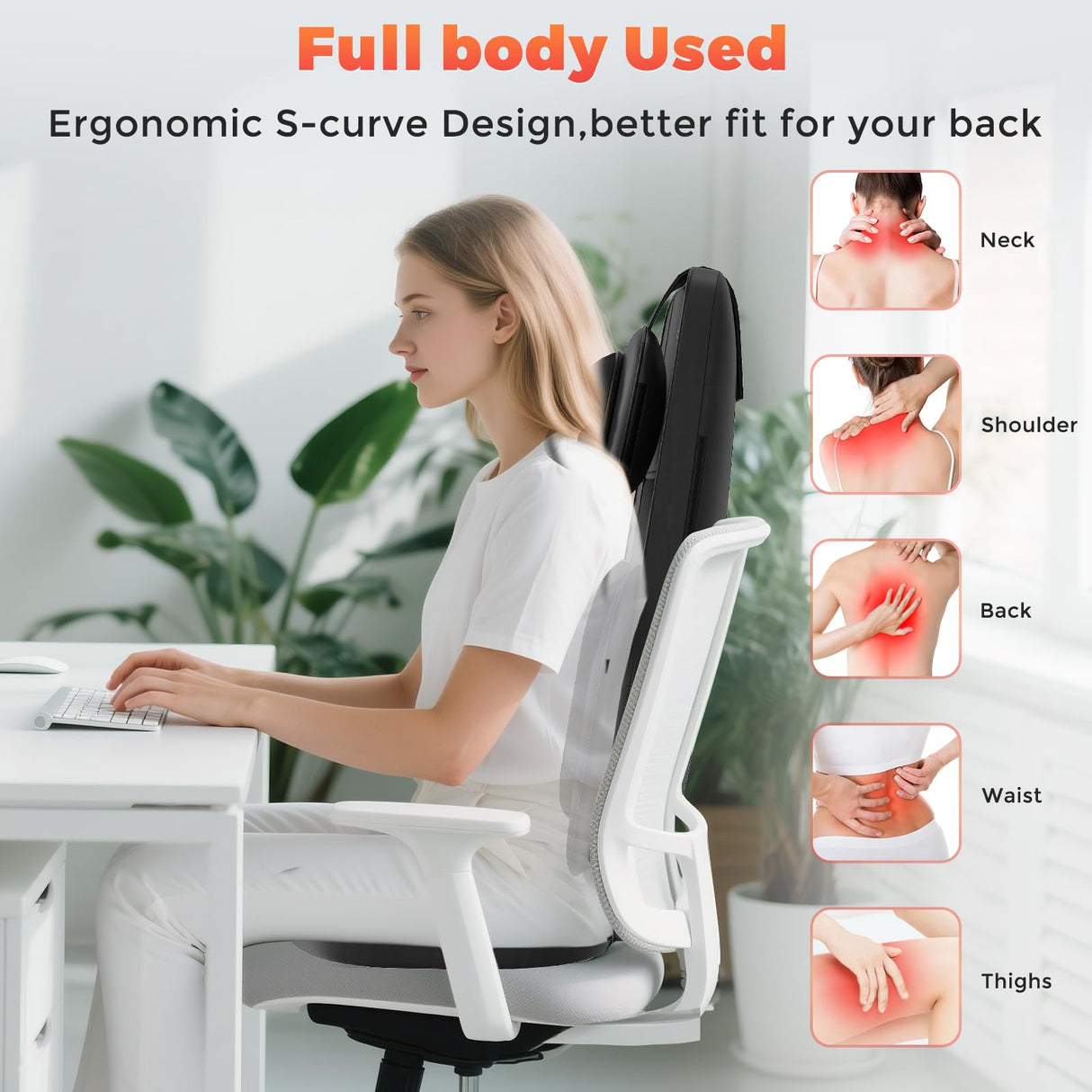 Shiatsu Neck and Back Massager with Heat, 4D Kneading Back Massager for Pain Relief Deep Tissue, Comfortable Back Massage for Chair, Massager for Home Office, Christmas Gifts for Women Men Parents