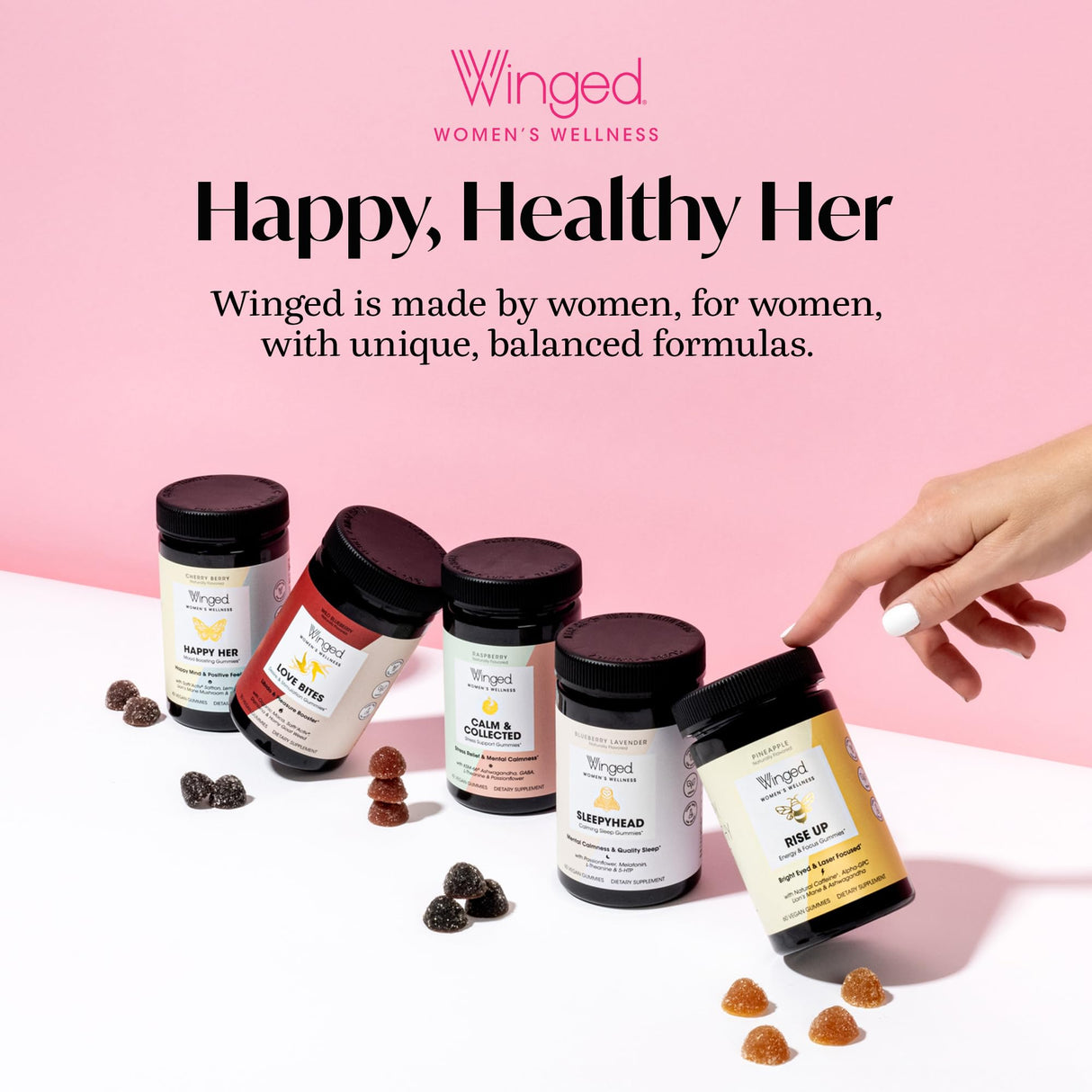 Winged Wellness Balance Babe, Hormone Balance & Estrogen Detox Supplement for Women - 100mg DIM & Calcium D-Glucarate & Milk Thistle for PMS Bloating, Cramps, Mood & Hormonal Acne Support, 60 Capsules