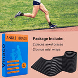 Vinaco Ankle Brace, 2 Pack Breathable & Strong Ankle Brace for Sprained Ankle, Stabilize Ligaments, Prevent Re-Injury, Ankle Braces for men & women with Adjustable Wrap, ankle support for men