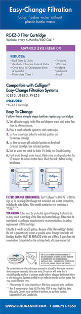 Culligan RC-EZ-3 Easy Change Advanced Water Filtration Replacement Cartridge, 500 Gallons, (Pack of 1)