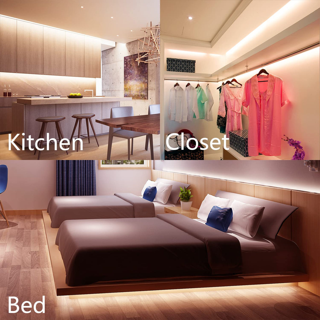 DAYBETTER Under Cabinet Lighting kit, 10 PCS LED Strip Lights with Remote, Dimmable Under Cabinet Lights for Kitchen Cabinet, Counter, TV Back,Showcase 2700K-6500K Warm to Daylight White,Timing,16.4ft