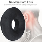 Heal n Hope Piercing Pillow Ear Pillows Donut with Hole for Ear Pain CNH Piercing Pain Relief Sleeping Pressure Sore Side Sleepers Ear Guard Protector, Velvet Black