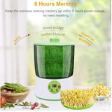 OYSIR Bean Sprouts Machine, LED Display Time Control, Intelligent Automatic Bean Sprouts Maker, 2 Layers Function Large Capacity Seed Grow Cereal Tool, 110V