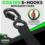 Rhino USA Retractable Ratchet Straps (4-Pack) - 1 Inch x 10 Feet (1,209lb Break Strength) - Auto Self Retracting Tie Down Straps for Truck, Cargo Trailer, Motorcycle, ATV, UTV - Black
