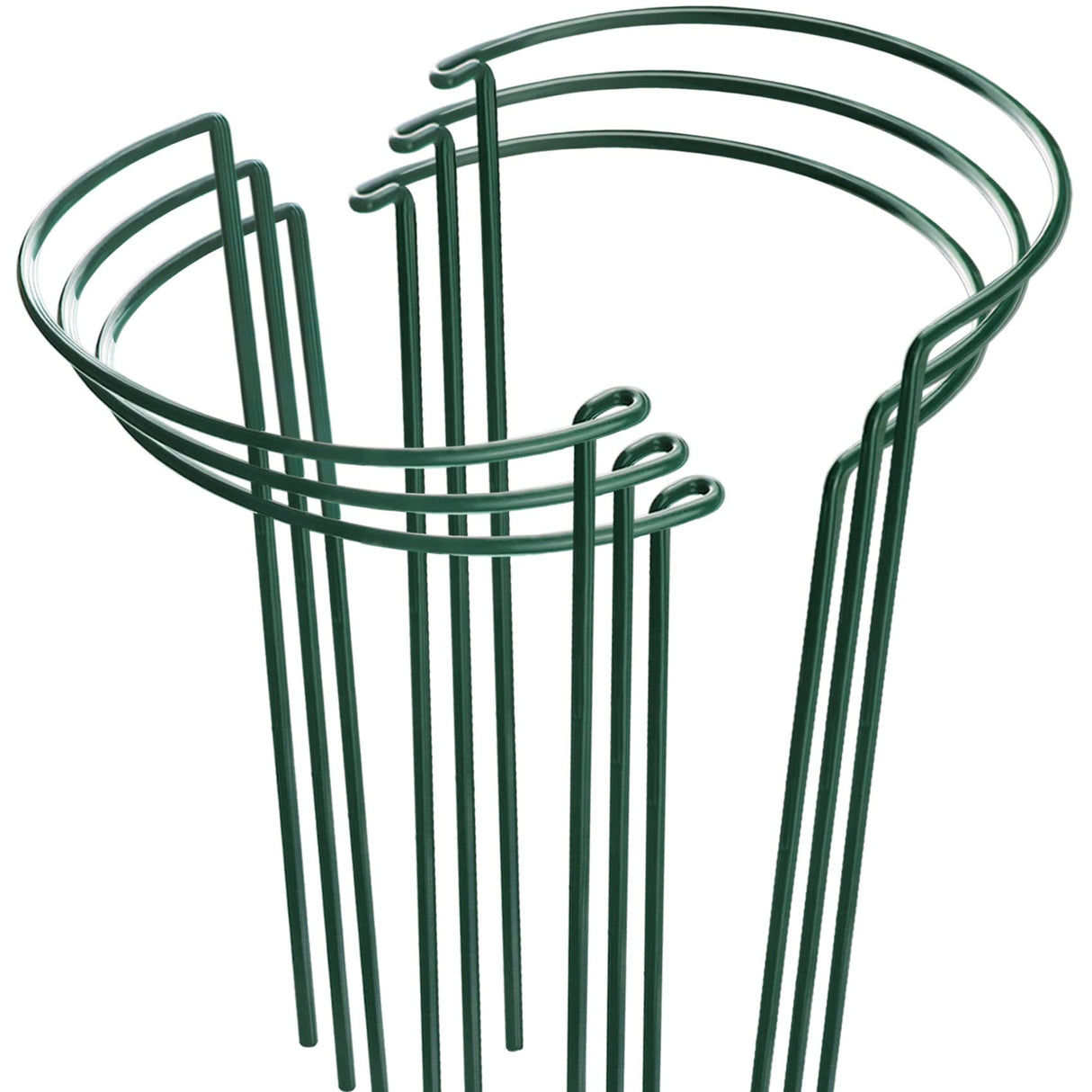 HiGift Plant Support Stakes, 6 Pack Metal Peony Cages and Supports, Garden Stakes Plant Support Cage, Large Plant Support Ring for Outdoor Indoor Snake Plant Peony Rose Flowers Vine (10" W x 15.8" H)