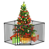 Bonnlo 120 Inches Wide Configurable Baby Gate, Fireplace Safety Fence/Guard, Adjustable 5-Panel Metal Play Yard for Toddler/Pet/Dog, Christmas Tree Fence, Includes 4 Pack of Wall Mounts, Black