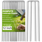 Heavy Duty 12 Inch Galvanized Landscape Staples Stakes, 50 Pack 8 Gauge