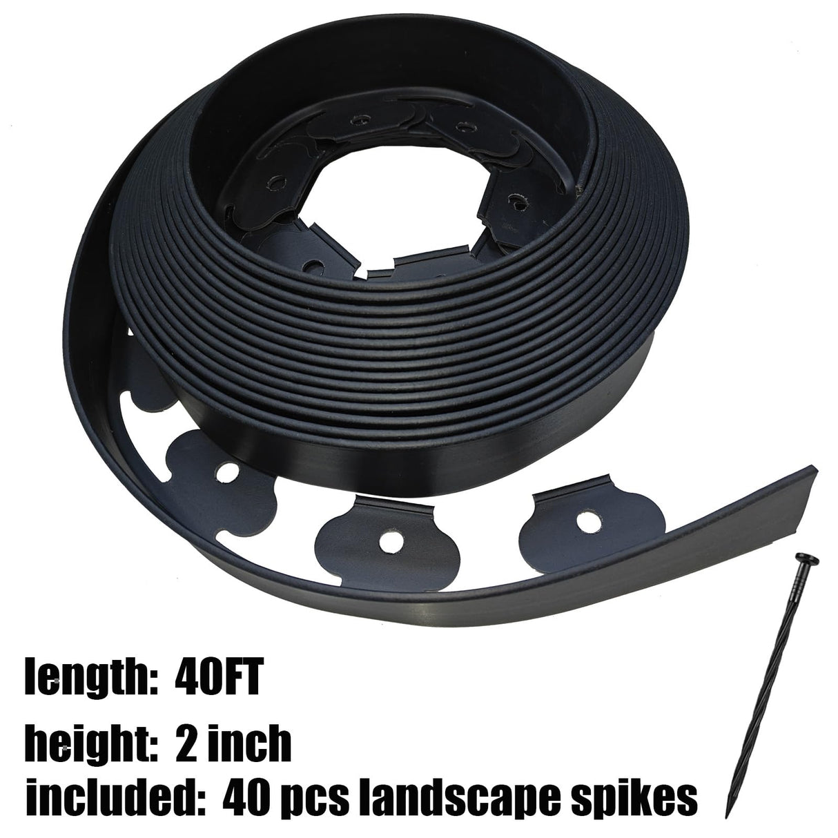 Asoleo Garden Edging, 40FT Landscape Edging with 40 Landscape Spikes, Pever Edging, No Dig Garden Edging Lawn Border, Border Edging for Landscaping