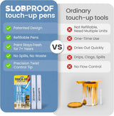 Slobproof Refillable Touch-Up Paint Pen, Mess-Free, Reusable Wall Paint Repair Tool, Precise Application, DIY Home Improvement, Furniture, Arts and Crafts, Patented Design, Easy Storage, Pack of 5