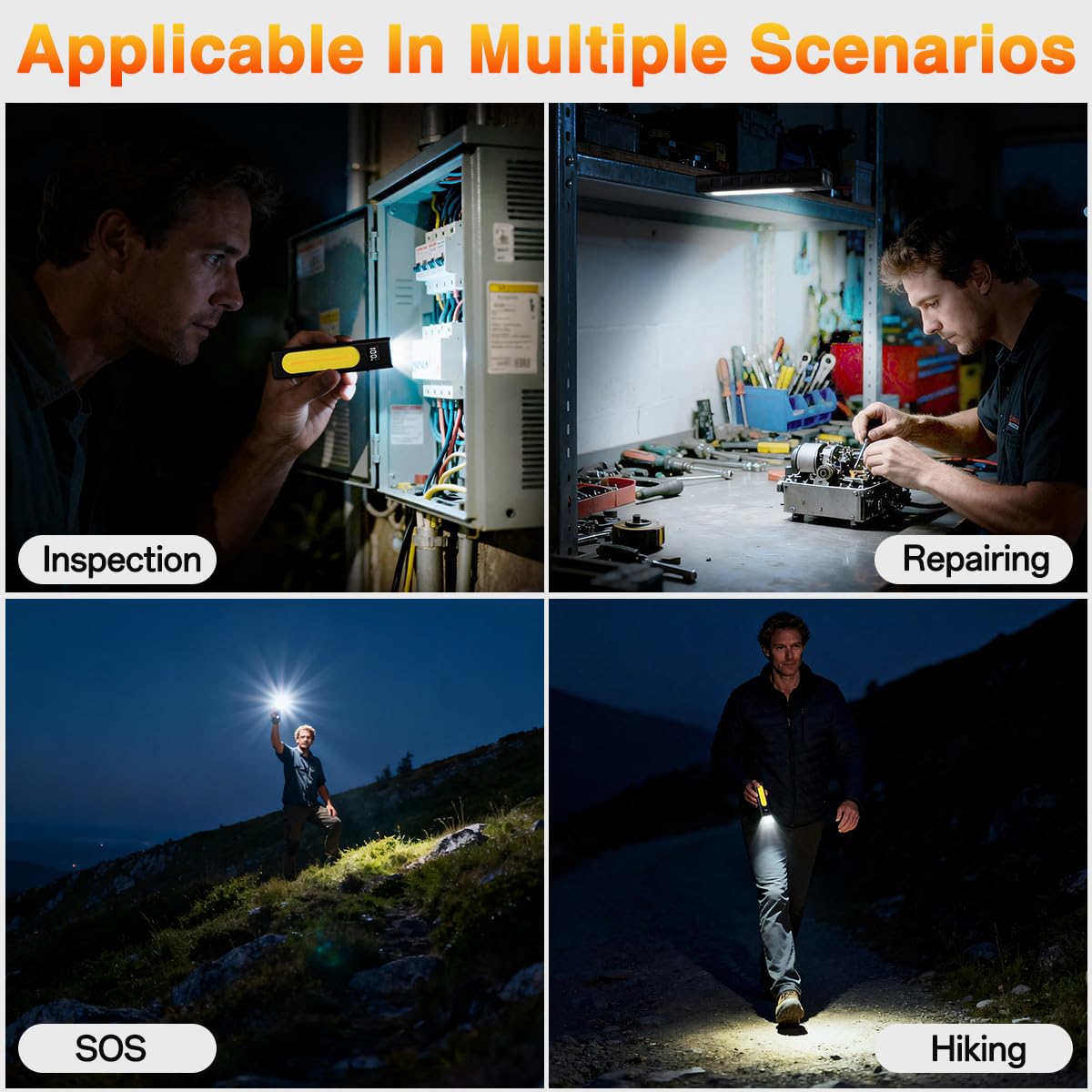 Rechargeable Flashlights High Lumens 1800, Flat EDC Flashlight with Magnetic, 11Mode Pocket Flashlight Super Bright, Powerful LED Flashlights, Tactical Flash lights for Home, Camping, Emergency, Work