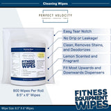 Perfect Velocity Fitness Gym Equipment Wipes - 4 Rolls of 800 Pre-Moistened Cleaning Refill Wet Wipes - For Upwards and Downwards Dispensers