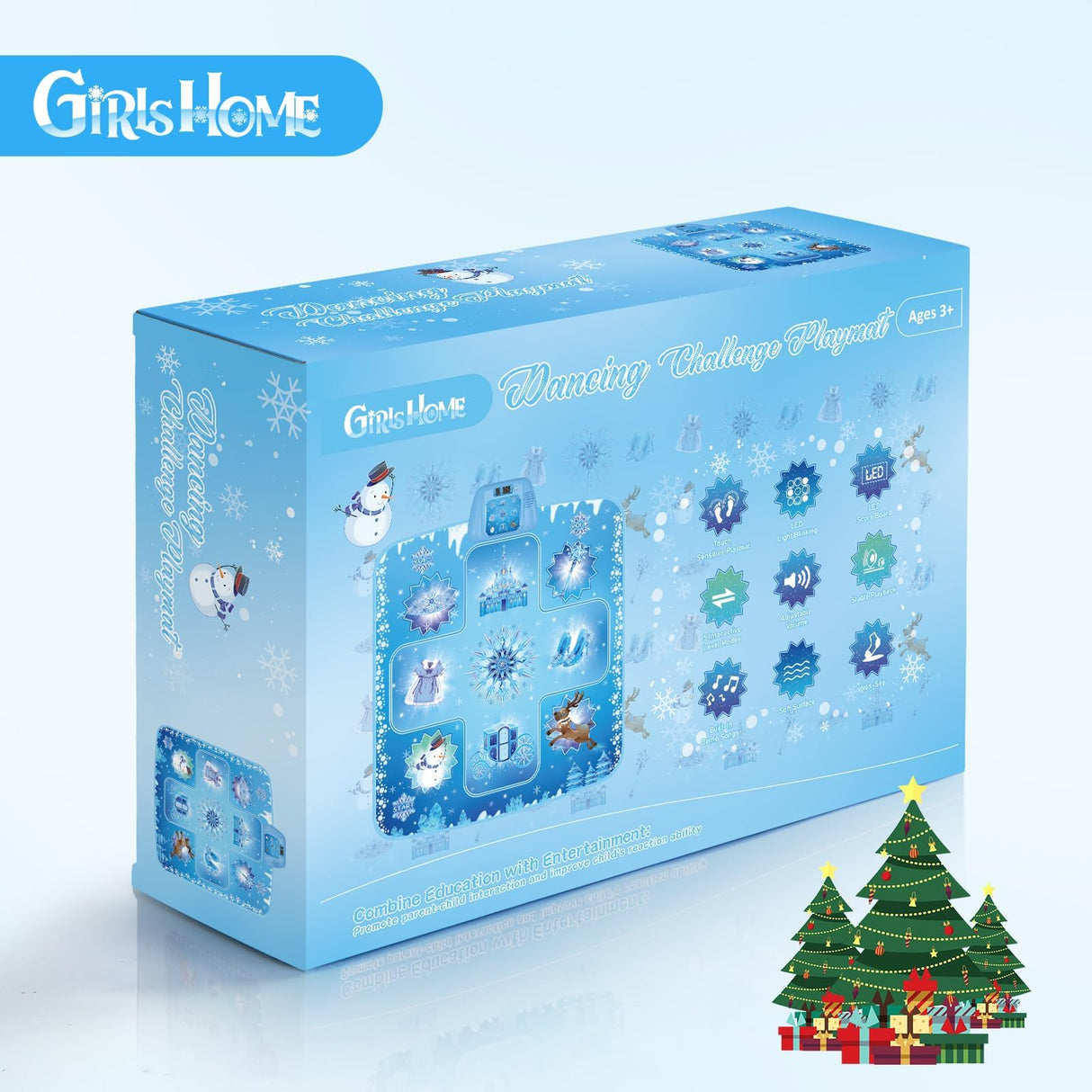 GirlsHome Dance Mat - Frozen Toys for Girls Electronic Dance Pad with 5 Game Modes, Built-in Music, Touch Sensitive Light Up LED Kids Musical Mat, Christmas & Birthday Gift for Girls 3-13