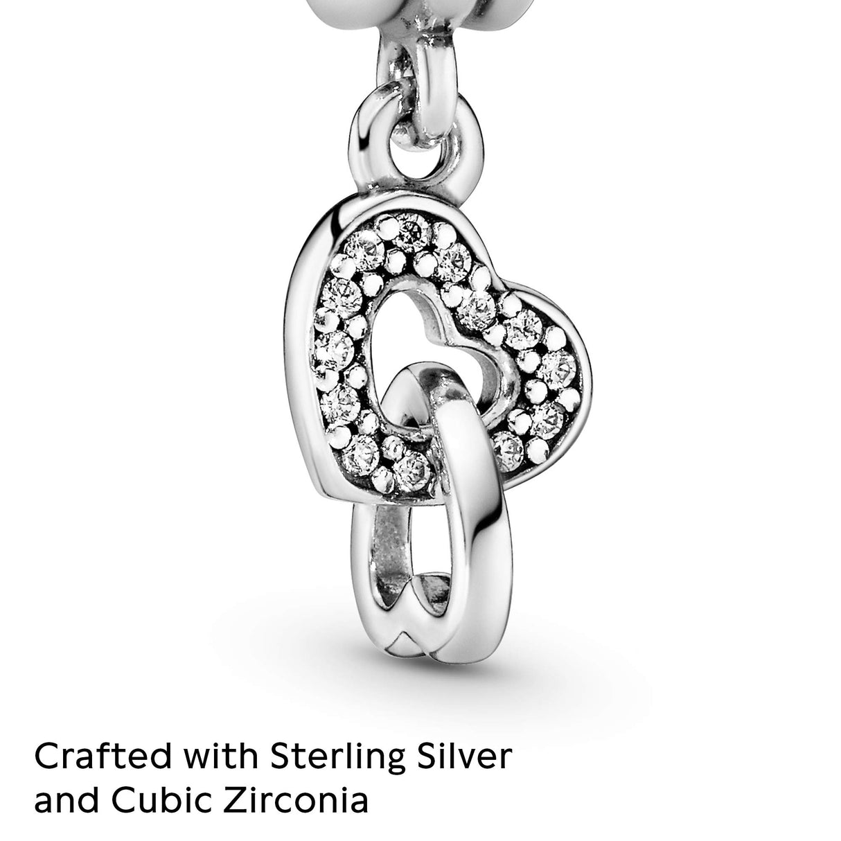 PANDORA Interlocking Hearts Dangle Charm - Compatible Moments - Stunning Women's Jewelry - Gift for Her - Made with Sterling Silver & Cubic Zirconia - With Gift Box