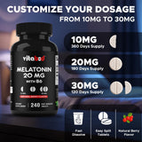 Vitabod Melatonin 20 mg - 240 Fast Dissolve Tablets - Drug Free - Natural Berry Flavor - Vegetarian, Non-GMO, Gluten Free 240 Count (Pack of 2)