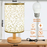 EZIYIN Desk Lamp LED Bulb Included, Small Bedside Table Lamp Plug-in - Classic Wood Base with Flaxen Fabric Shade, Lamps for Night Stands, Simple Nightstand Light for Bedroom, Office, Desk