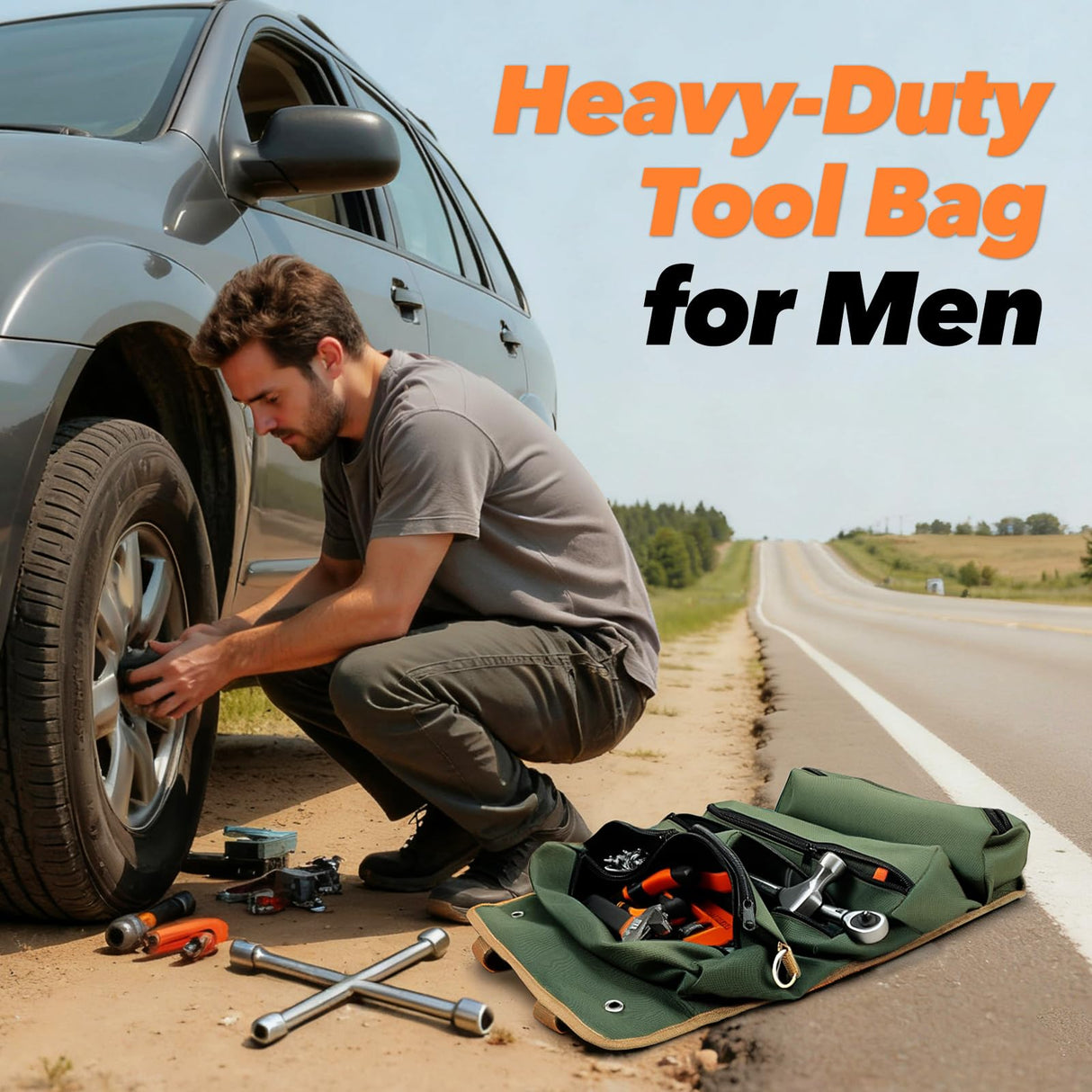 Gifts for Men, Roll Up Tool Bag, Anniversary Birthday Gifts for Men Dad Husband Him Boyfriend, Gift for Dad Who Have Everything, Portable Tool Organization for Mechanic Welding Electrician