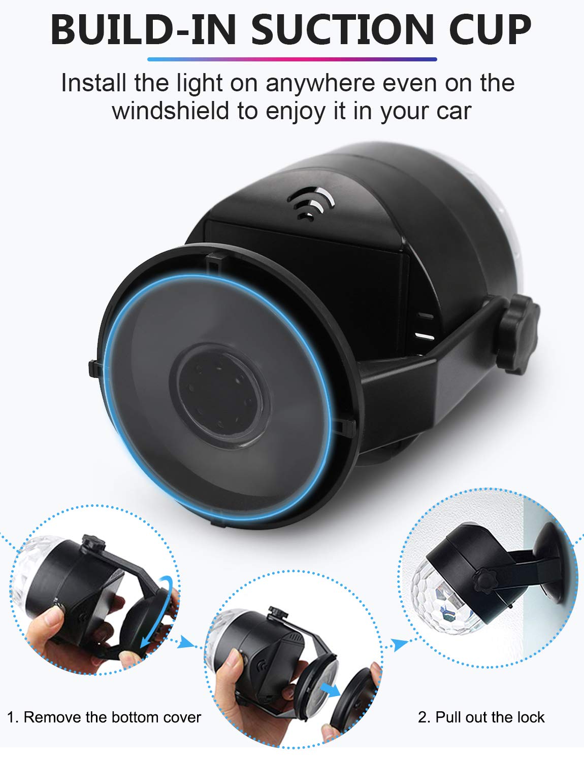 Luditek 2-Pack Portable Sound Activated Party Lights Indoor, Battery Powered/USB Dj Disco Ball Strobe Lights for Car Room, Adults Gifts, New Years Eve Party Supplies 2025 Christmas Decorations