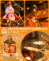 Minetom Clear Christmas String Lights 100 Count 26.5 Feet Incandescent Bulb Mini Lights for Indoor Xmas Tree Garland Birthday Wedding Party Festival Decoration, 2 Pack White Wire