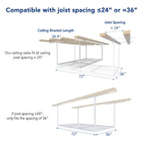 FLEXIMOUNTS 3x6 Overhead Garage Storage Adjustable Ceiling Rack 72" Length x 36" Width x 40" Height, 450lbs Weight Capacity, White, Classic Series