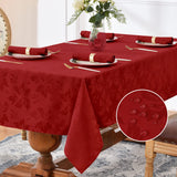 Romanstile Christmas Jacquard Rectangle Tablecloth - Winter Waterproof Damask Floral Decorative Table Cloths Heavy Weight Fabric Table Covers for Dinner/Parties/Holiday - 60 x 102 Inch, Red